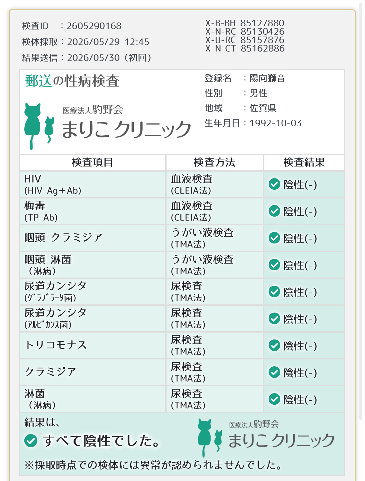 ６月検査結果